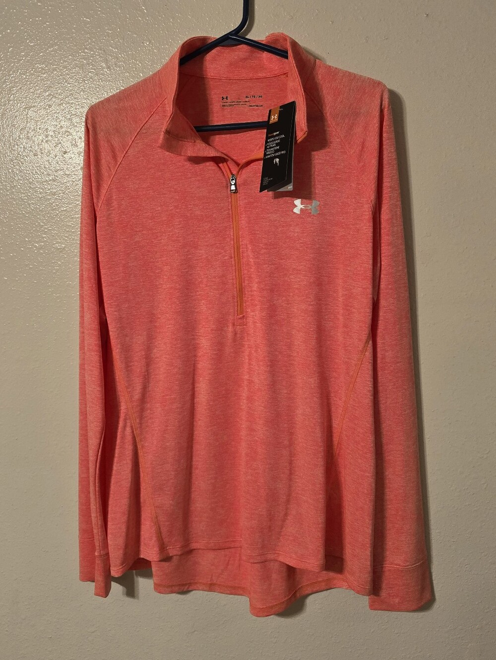 NWT Under Armour Tech Twist 1/2 Zip Pullover Neon Orange Women's XL Coral
